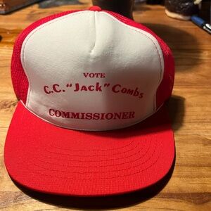 Vintage Red and White Vote C.C. 'Jack' Combs Cap